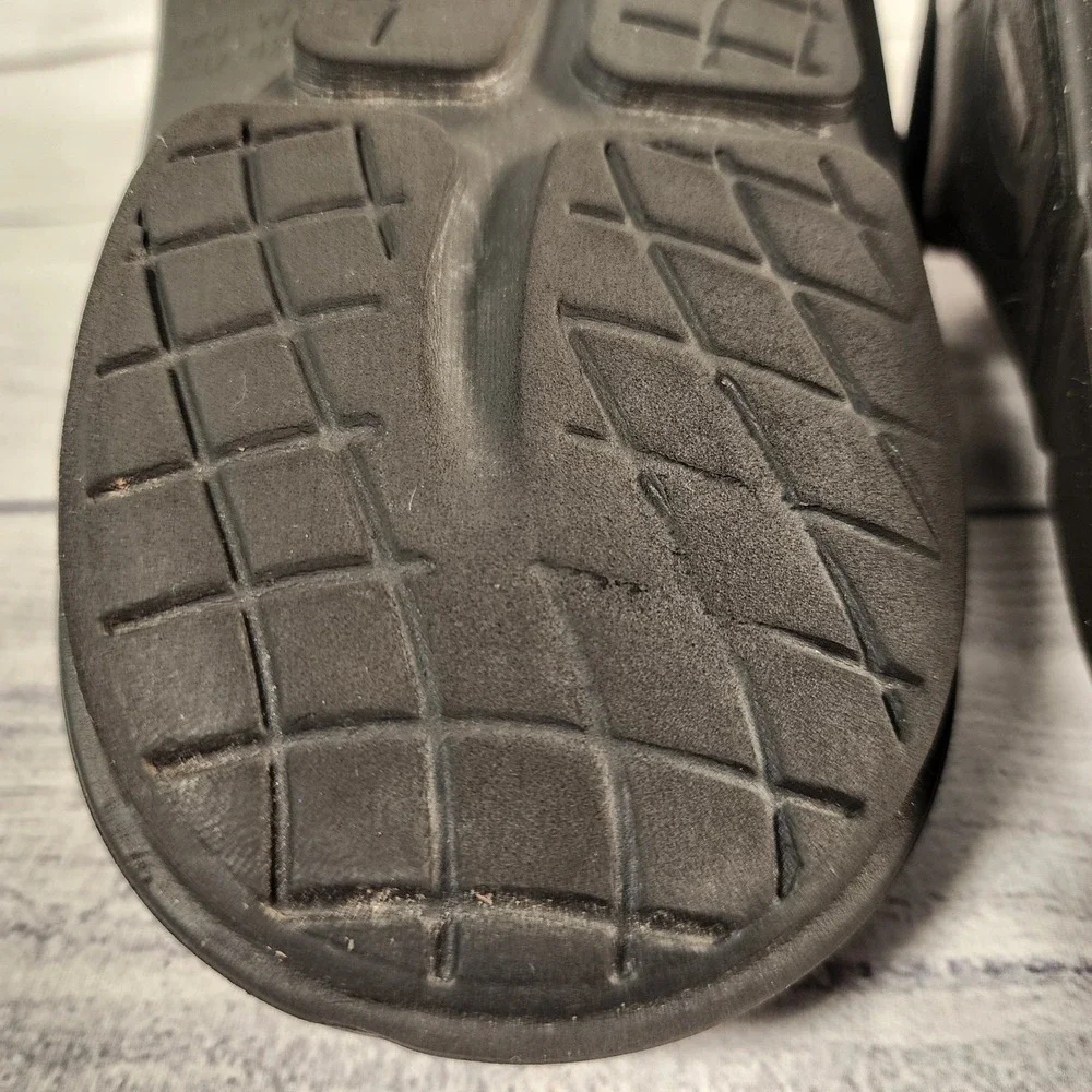 OOFOS OOahh Sport Flex Black Adjustable Strap Recovery Slide Sandals Mens 9 W 11